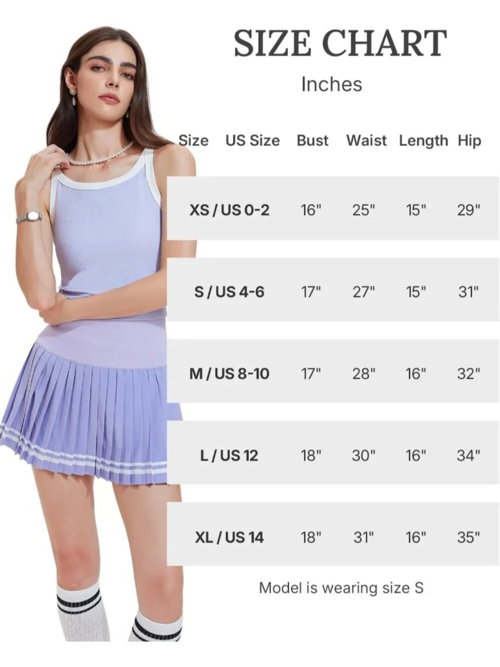 Women's Lavender 2 Piece Racer Back Tennis Skirt Tank Top Pull On Golf Dress